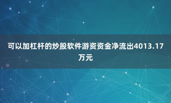 可以加杠杆的炒股软件游资资金净流出4013.17万元